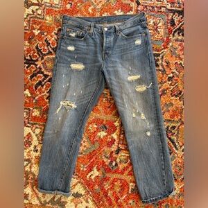 Levi's Distressed Slim Fit Blue Jeans